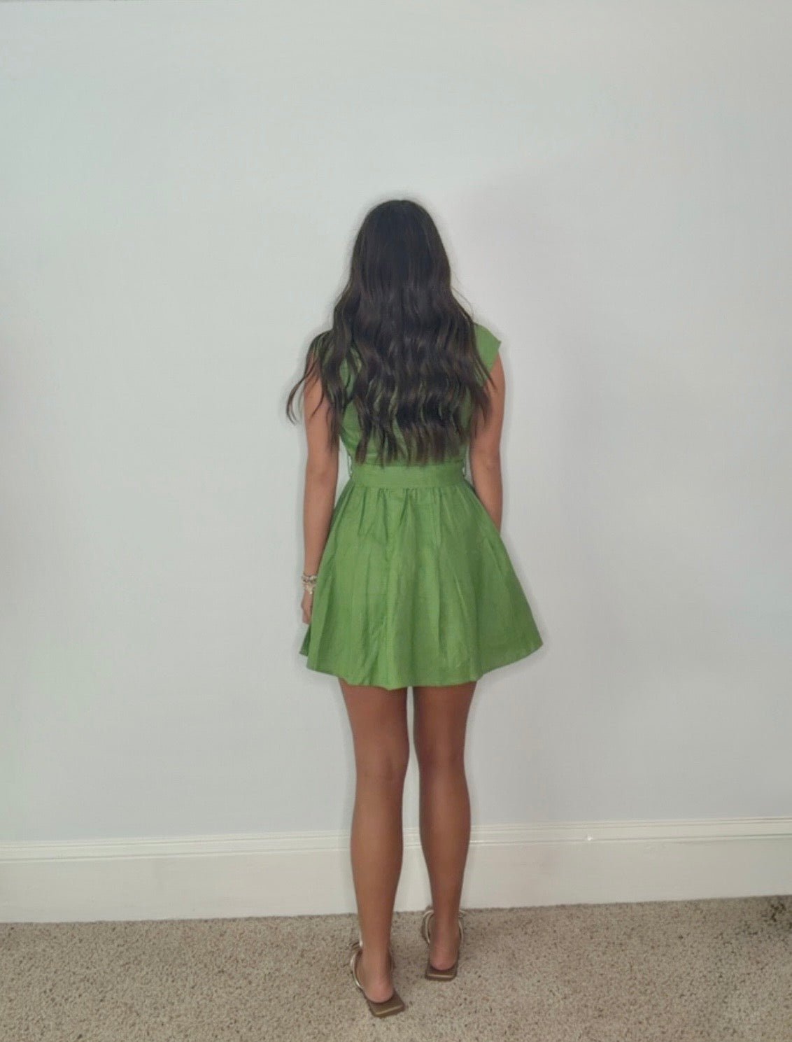 THE IVY GREEN LINEN MINI DRESS BY KARLIE - Gopher Lane Boutique & Gifts