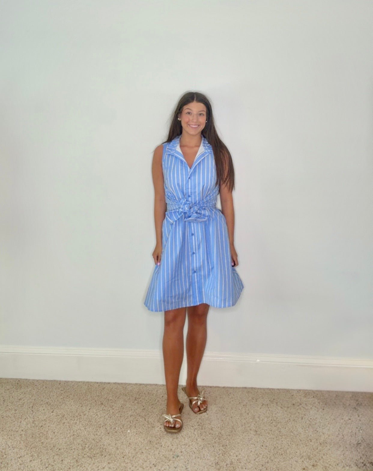 THE JOSIE STRIPED RUFFLE TIE - WAIST DRESS - Gopher Lane Boutique & Gifts
