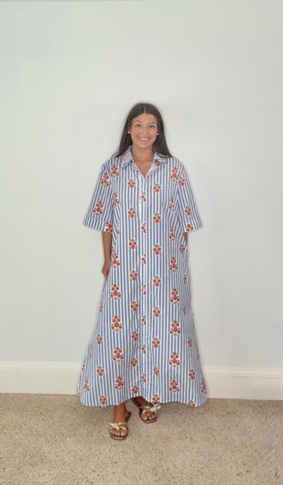 THE KENNEDY STRIPED FLORAL MAXI DRESS BY KARLIE - Gopher Lane Boutique & Gifts