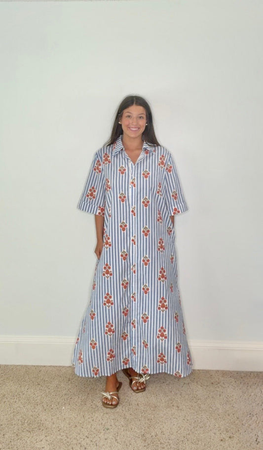 THE KENNEDY STRIPED FLORAL MAXI DRESS BY KARLIE - Gopher Lane Boutique & Gifts