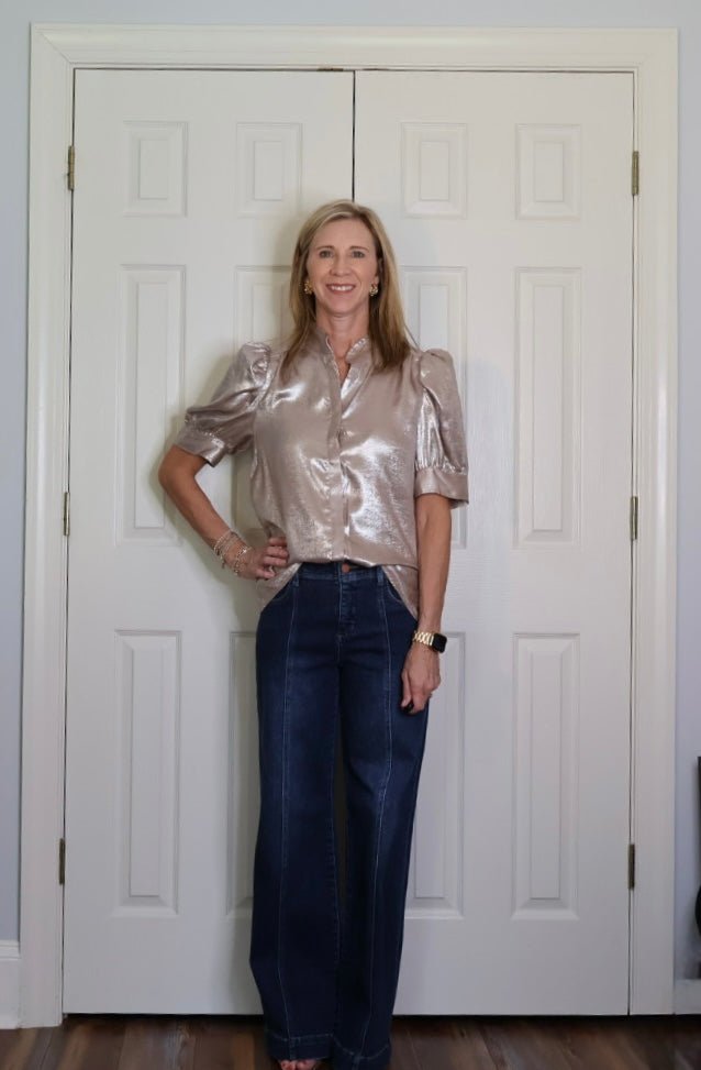 The Margot Metallic Puff Sleeve Blouse - Gopher Lane Boutique & Gifts