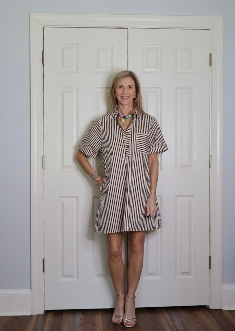THE RYNN STRIPED SHIRTDRESS - Gopher Lane Boutique & Gifts