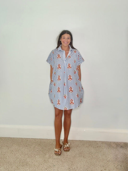 THE SIENNA STRIPED SHIRT DRESS BY KARLIE - Gopher Lane Boutique & Gifts