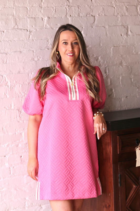 TOP NOTCH TEXTURED DRESS - Gopher Lane Boutique & Gifts