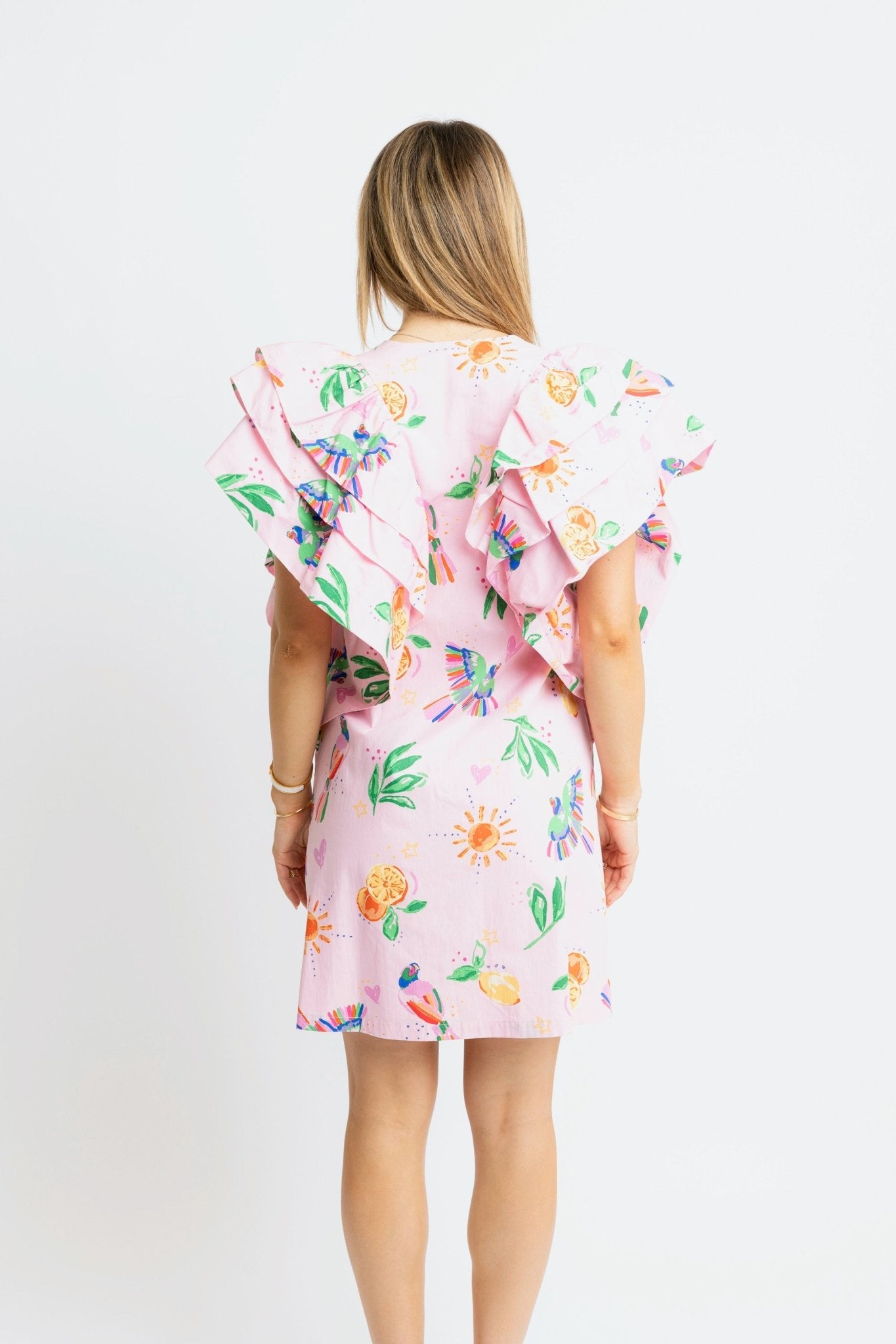 TROPICAL PUNCH FLUTTER SLEEVE MINI DRESS BY KARLIE - Gopher Lane Boutique & Gifts