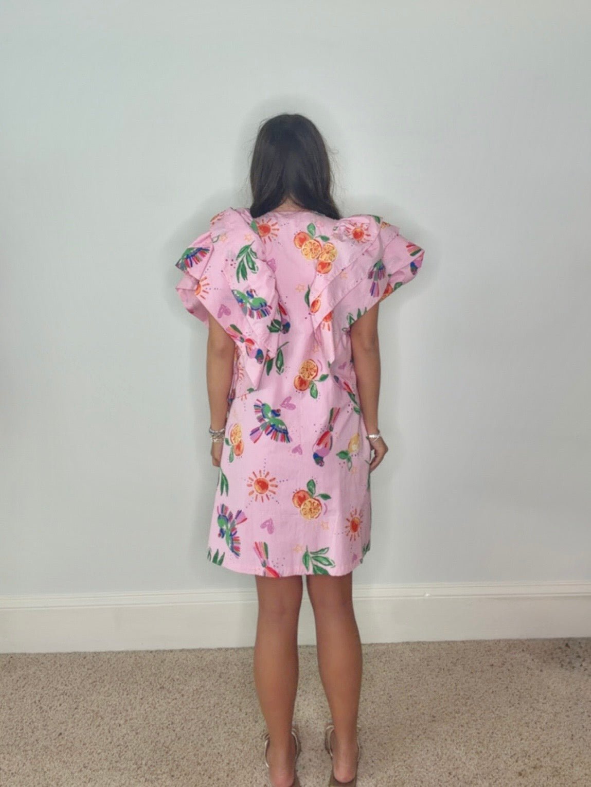 TROPICAL PUNCH FLUTTER SLEEVE MINI DRESS BY KARLIE - Gopher Lane Boutique & Gifts