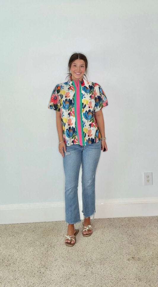 WATERCOLOR FLORAL TOP - Gopher Lane Boutique & Gifts