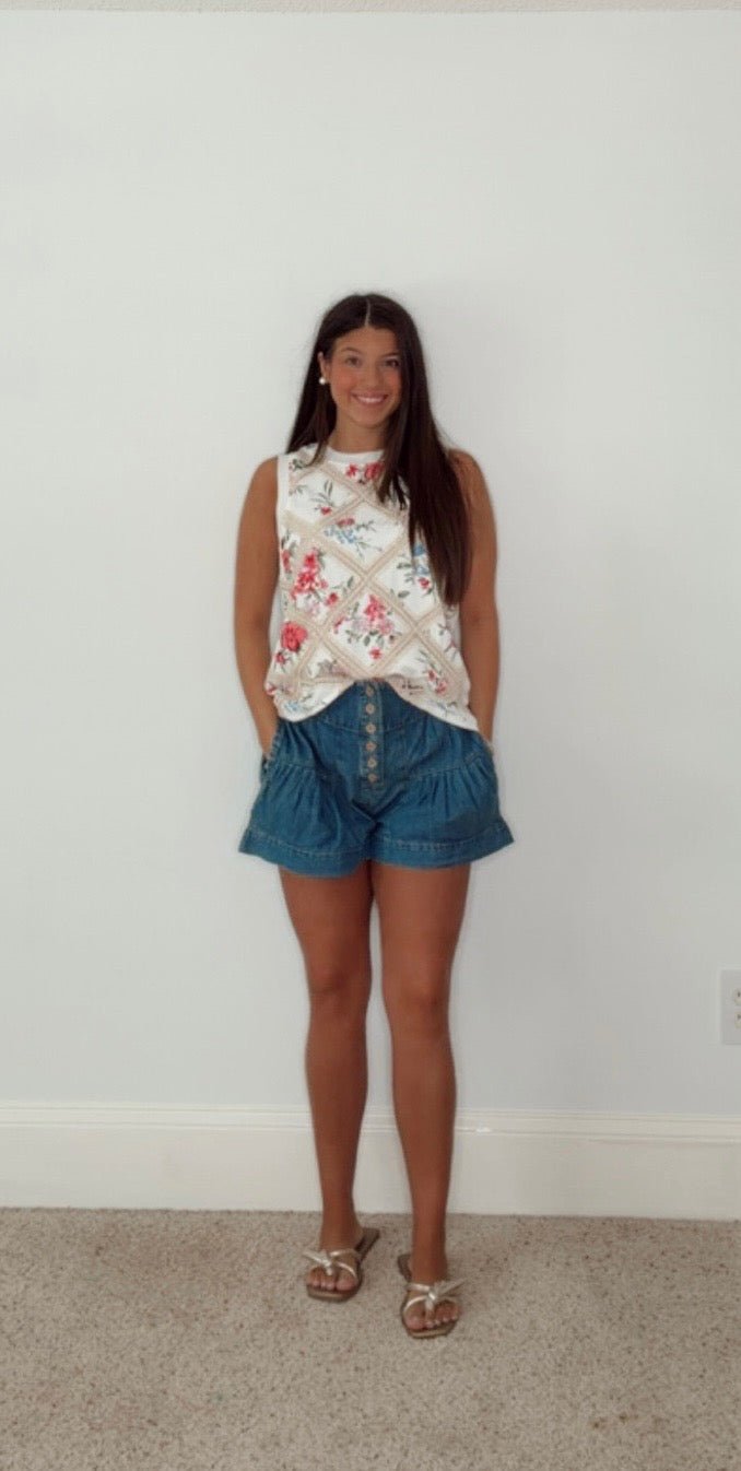 WILLOW LATTICE FLORAL TOP - Gopher Lane Boutique & Gifts