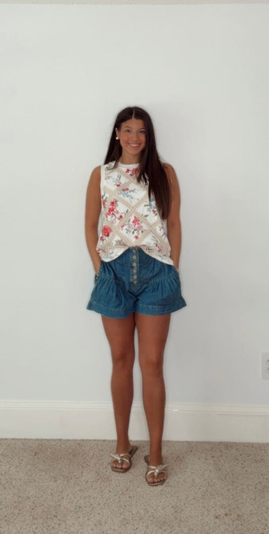 WILLOW LATTICE FLORAL TOP - Gopher Lane Boutique & Gifts