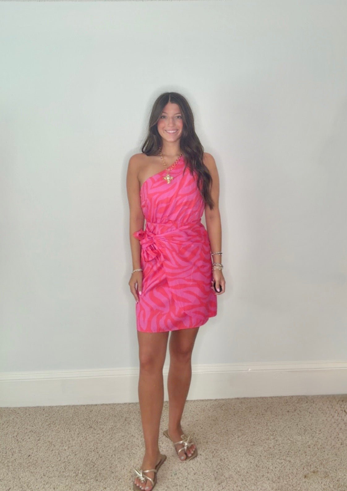 ZOLA ONE SHOULDER TIE WAIST MINI DRESS BY KARLIE - Gopher Lane Boutique & Gifts